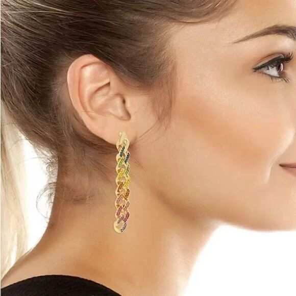 NWT Kurt Geiger London
Rainbow Pave Link Linear Earrings #TSER - Picture 3 of 9